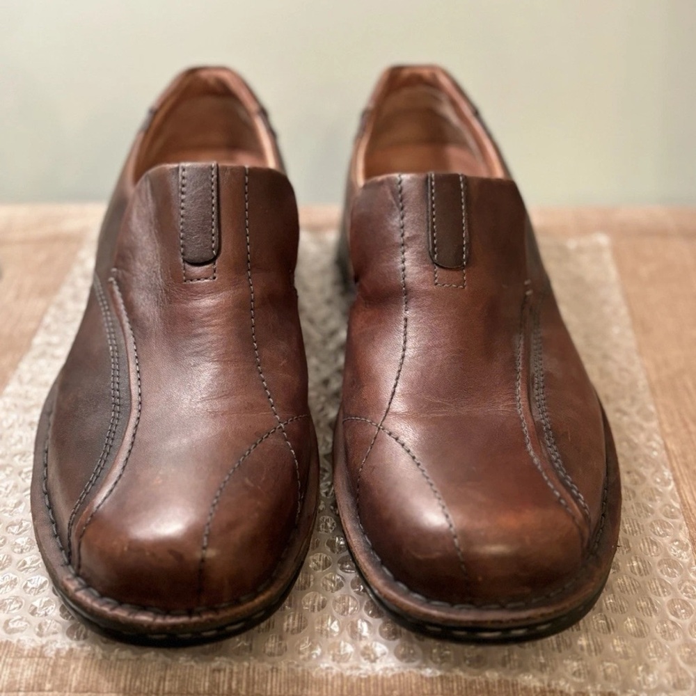Mens Clarks Leather Slip-on Loafers Sz 12